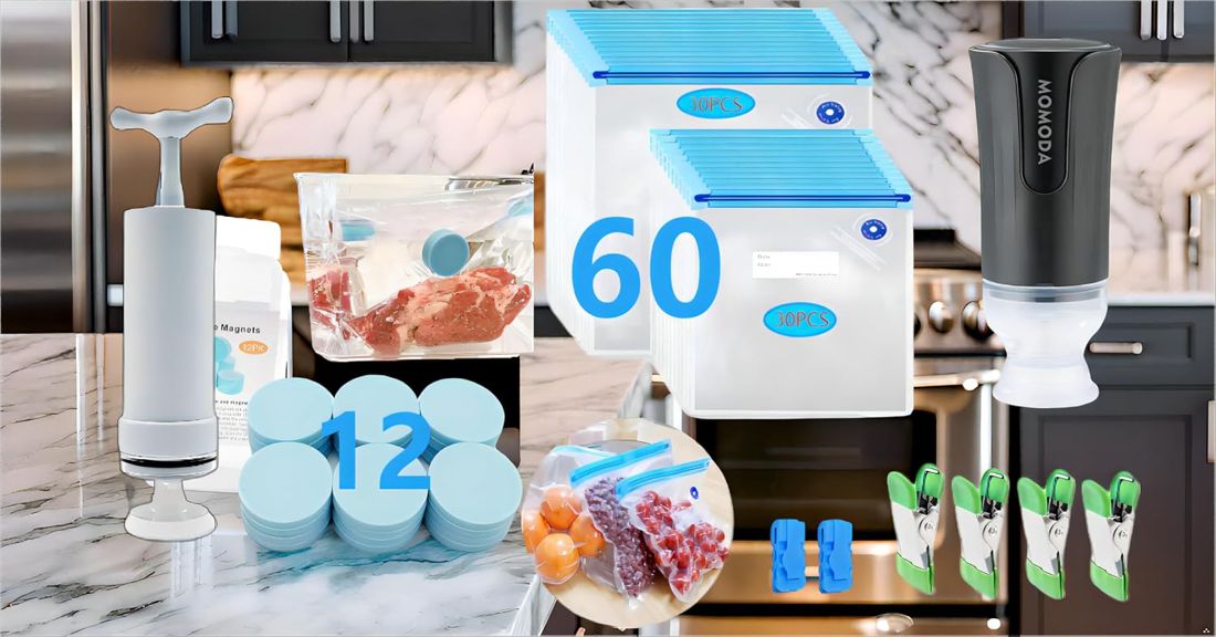 Complete Sous Vide Kit, 60 bags + magnets