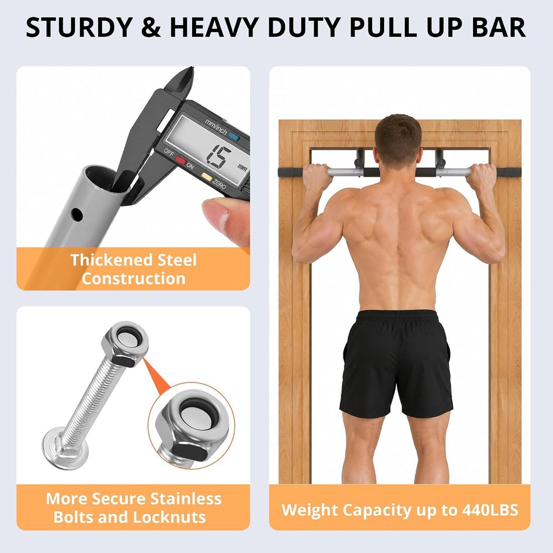 Thickened Steel Doorway Chin-Up Bar view 5