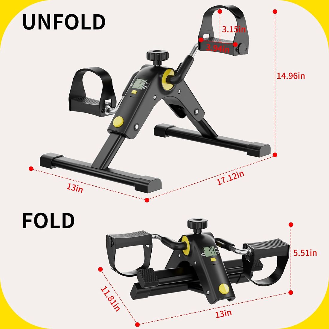 Under-Desk Bike Pedal Exerciser with LCD view 2