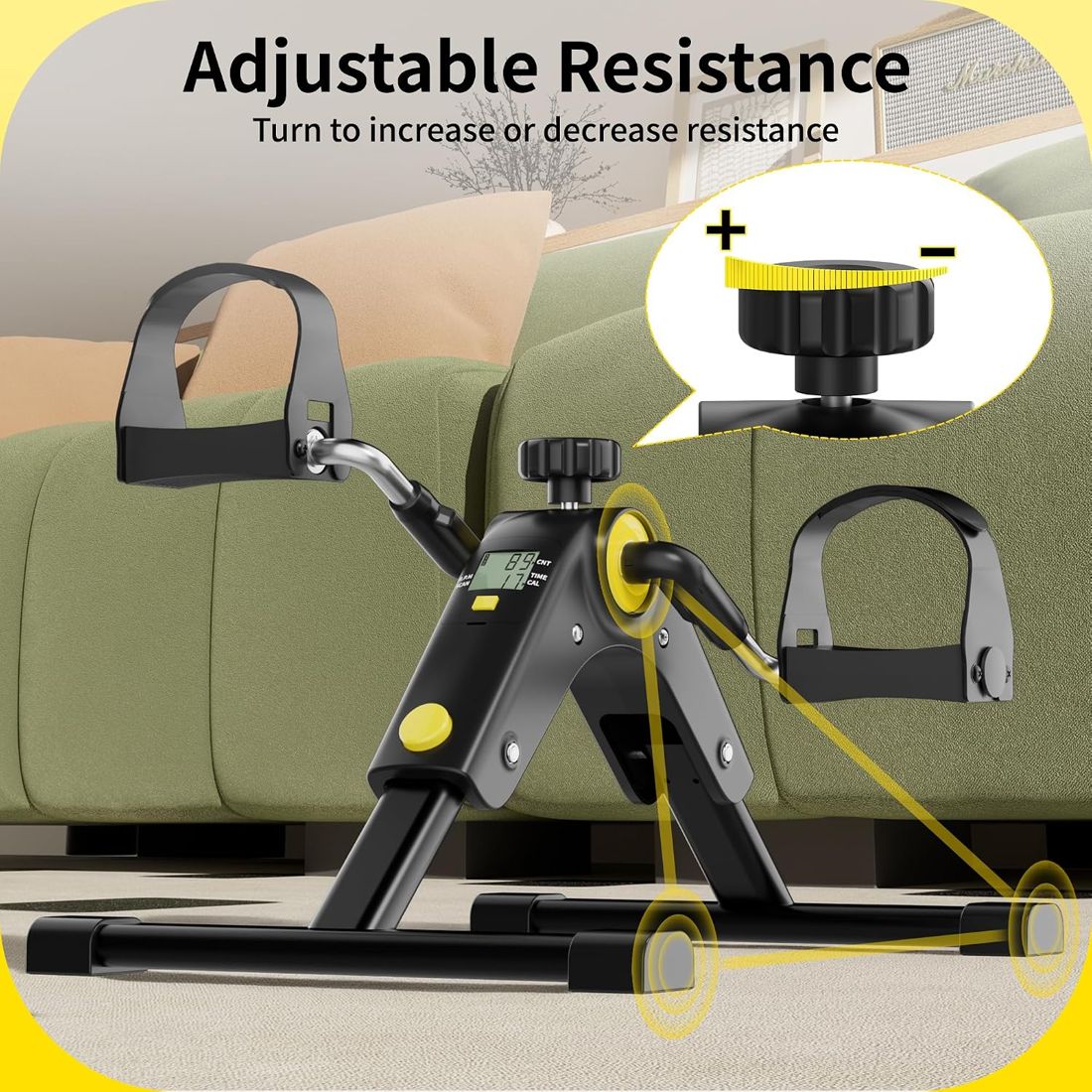 Under-Desk Bike Pedal Exerciser with LCD view 5