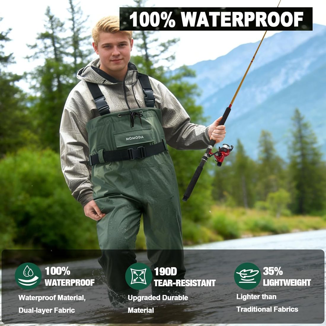 Waterproof Chest Waders with Boots view 5